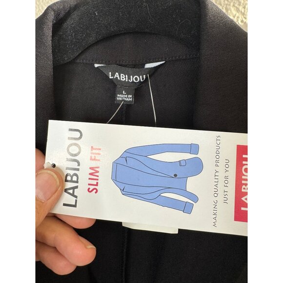 NWT-Labijou Women's Black Blazer size large long sleeve button up‎ collared - Picture 6 of 7